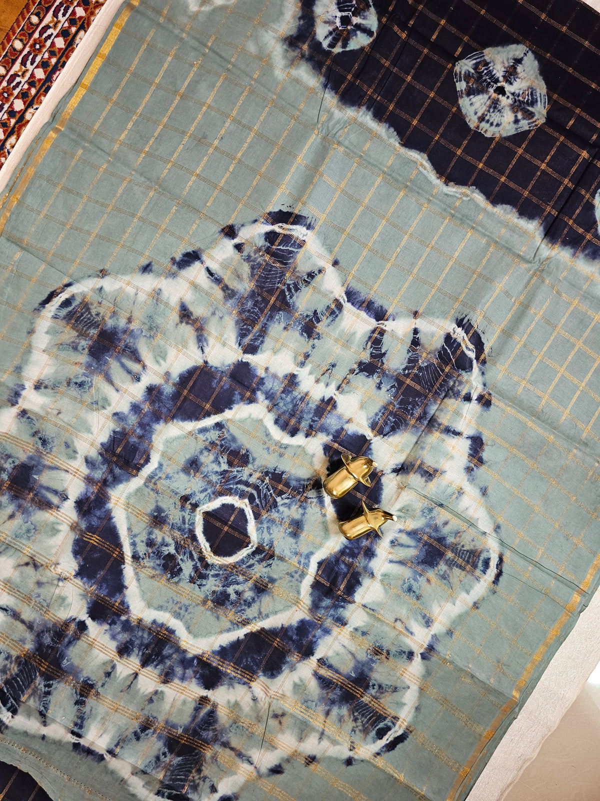Madurai Sungadi Cotton Checks Saree - Blue with Grey