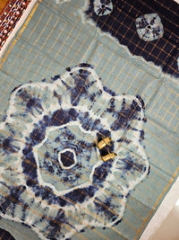 Madurai Sungadi Cotton Checks Saree - Blue with Grey