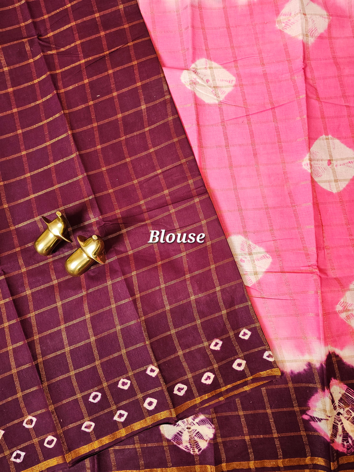 Madurai Sungadi Cotton Checks Saree - Lotus Pink with Maroon