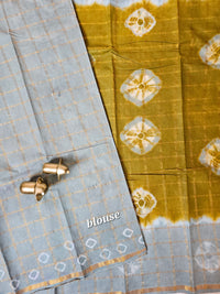 Madurai Sungadi Cotton Checks Saree - Mehandi Green with Grey