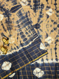 Madurai Sungadi Cotton Checks Saree - Brown with Blue