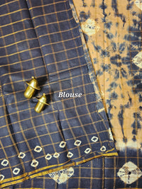 Madurai Sungadi Cotton Checks Saree - Brown with Blue