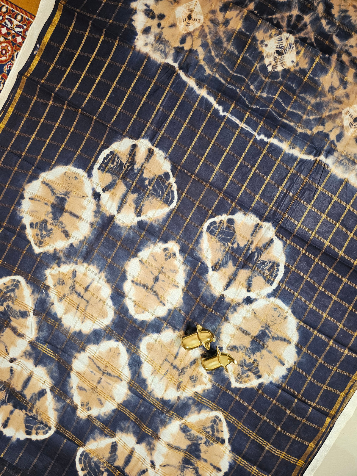 Madurai Sungadi Cotton Checks Saree - Brown with Blue