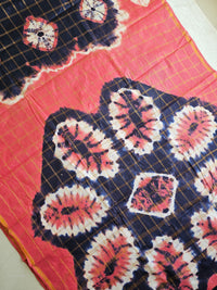 Madurai Sungadi Cotton Checks Saree - Blue with Dark Peach