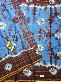 Madurai Sungadi Cotton Checks Saree - Blue with Maroon