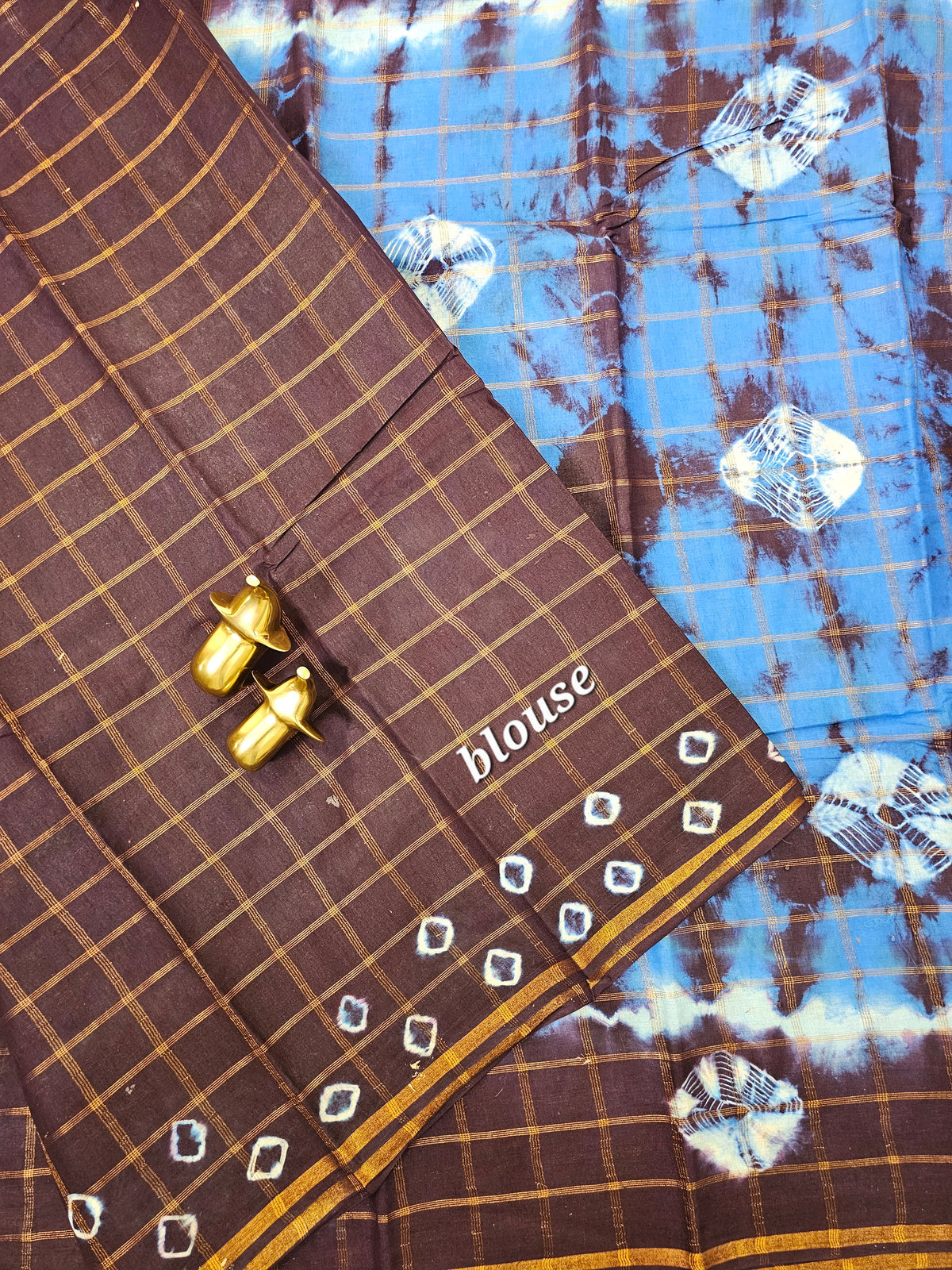 Madurai Sungadi Cotton Checks Saree - Blue with Maroon