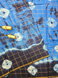 Madurai Sungadi Cotton Checks Saree - Blue with Dark Blue
