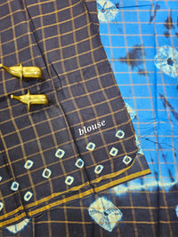 Madurai Sungadi Cotton Checks Saree - Blue with Dark Blue