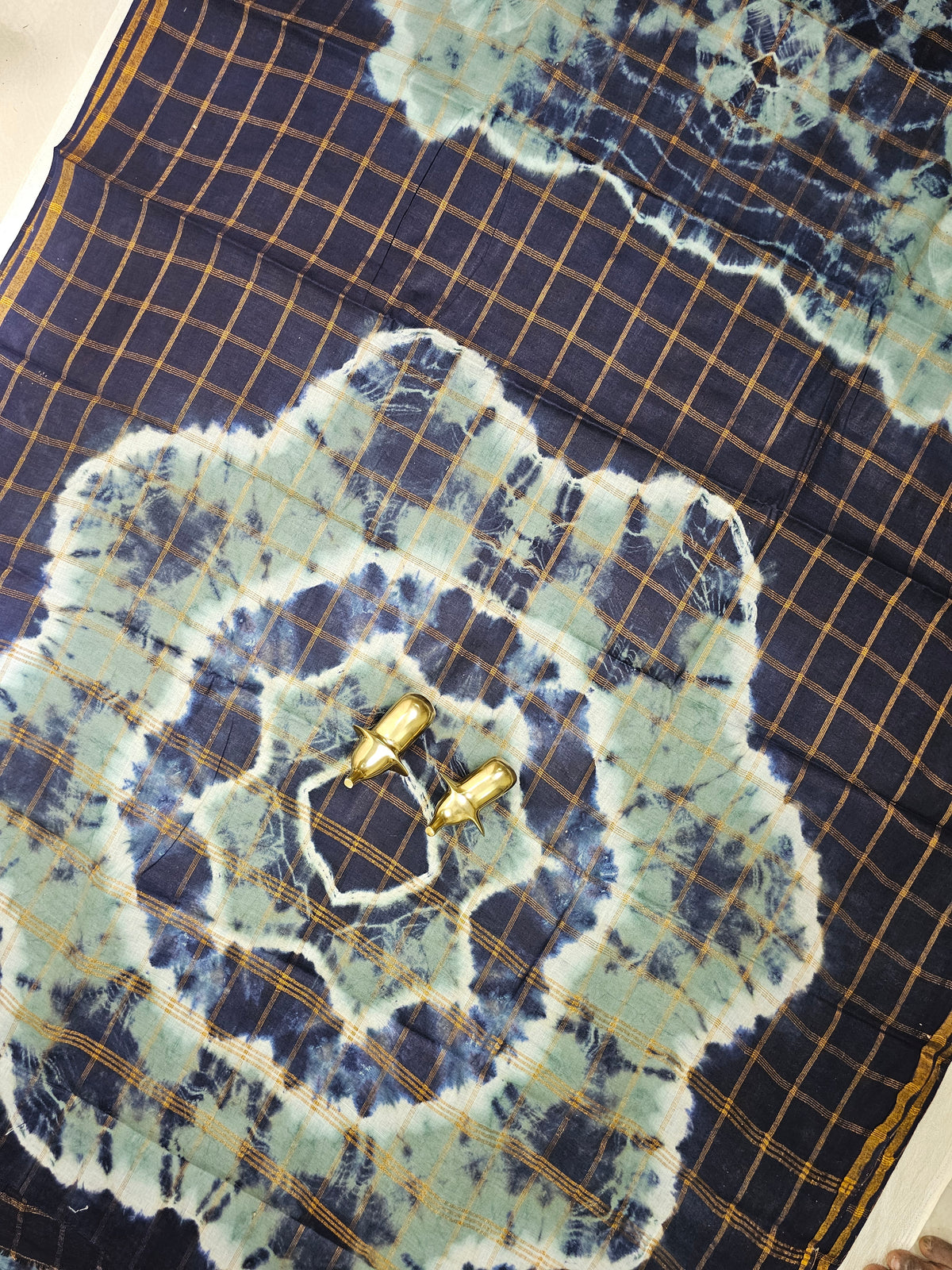 Madurai Sungadi Cotton Checks Saree - Grey with Blue