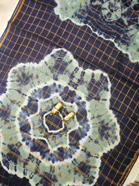 Madurai Sungadi Cotton Checks Saree - Grey with Blue