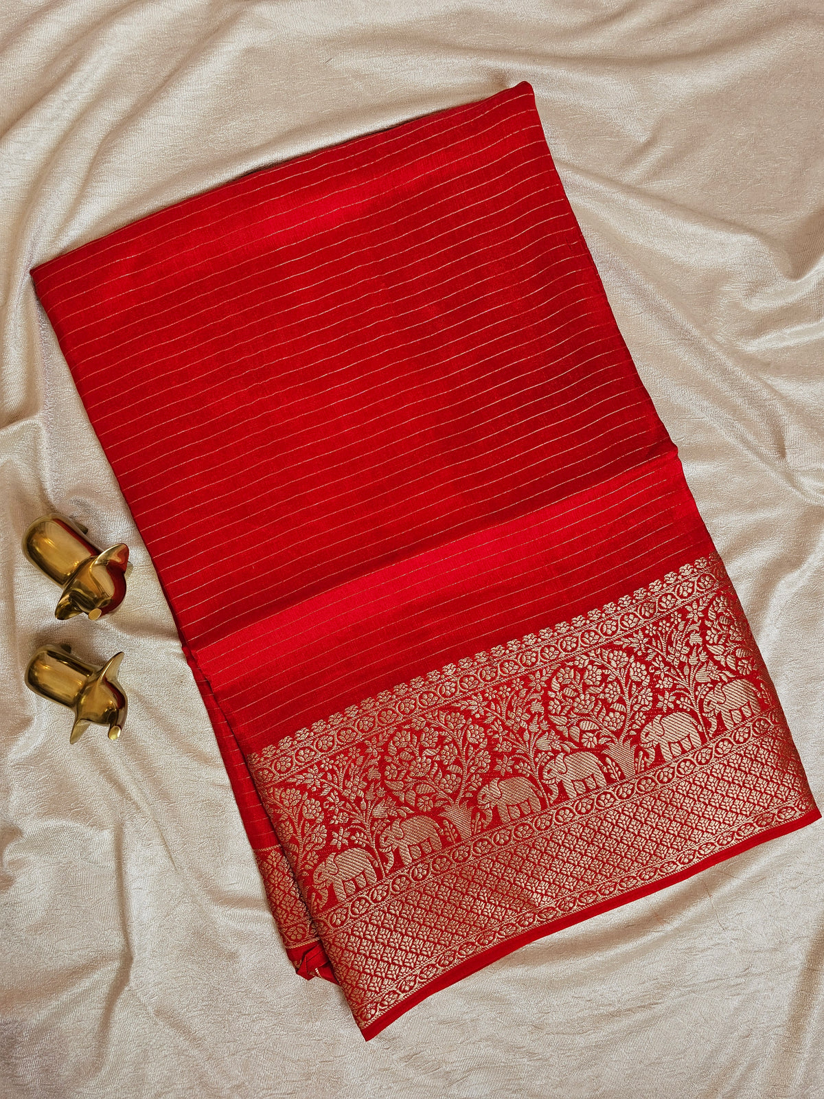 Semi Mysore Crepe Silk Saree - Red