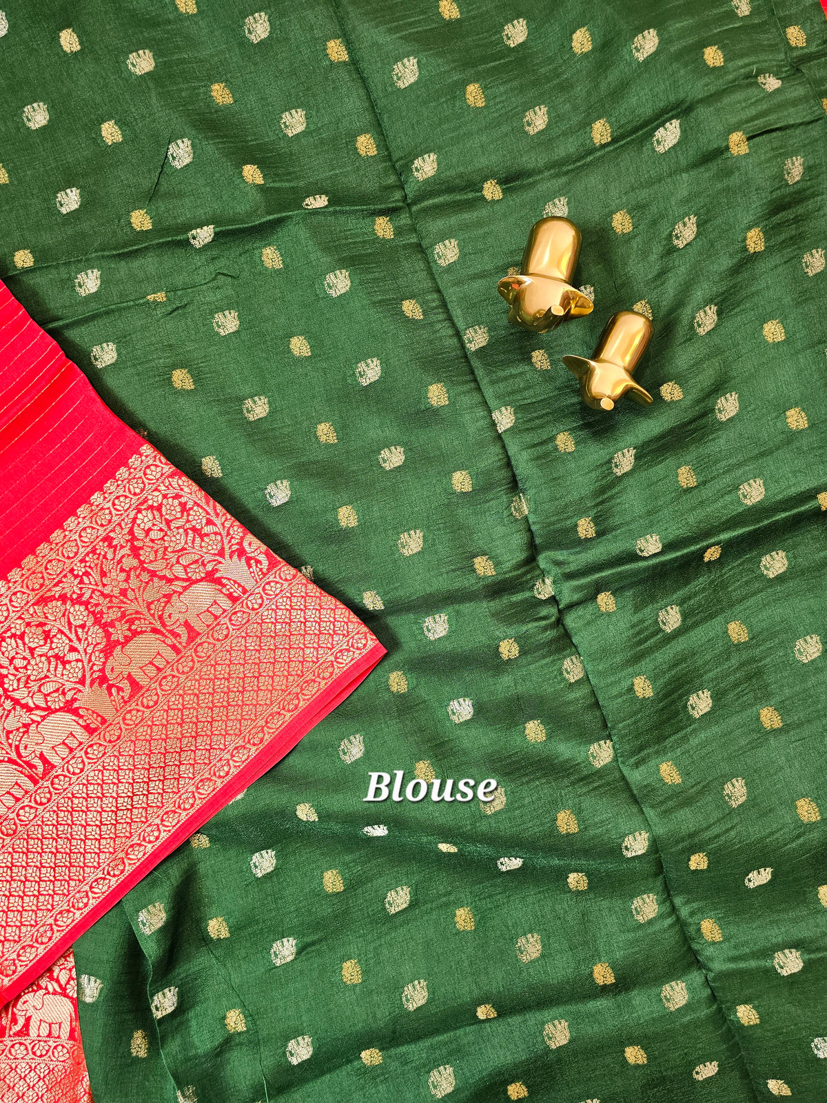 Semi Mysore Crepe Silk Saree - Red