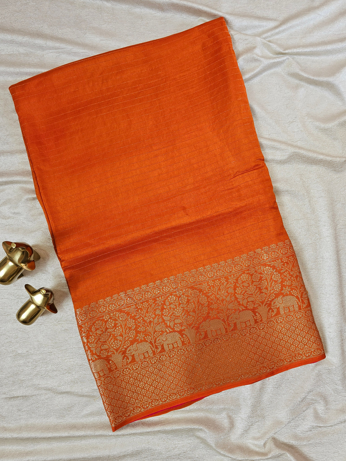 Semi Mysore Crepe Silk Saree - Orange