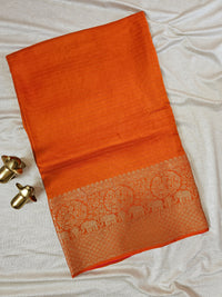 Semi Mysore Crepe Silk Saree - Orange