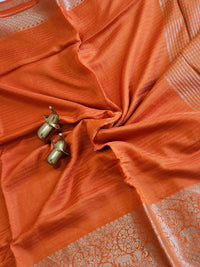 Semi Mysore Crepe Silk Saree - Orange