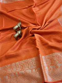Semi Mysore Crepe Silk Saree - Orange