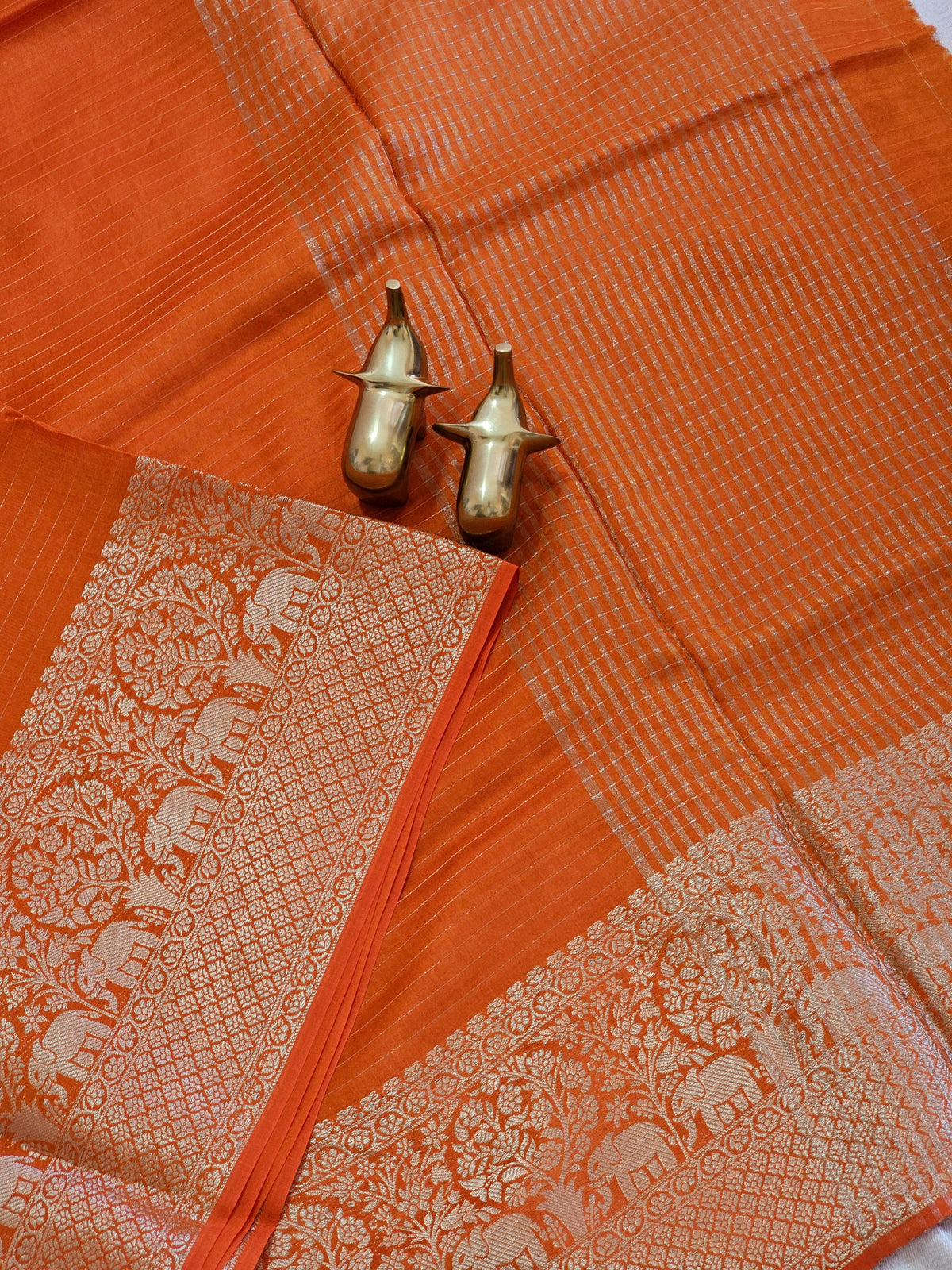 Semi Mysore Crepe Silk Saree - Orange