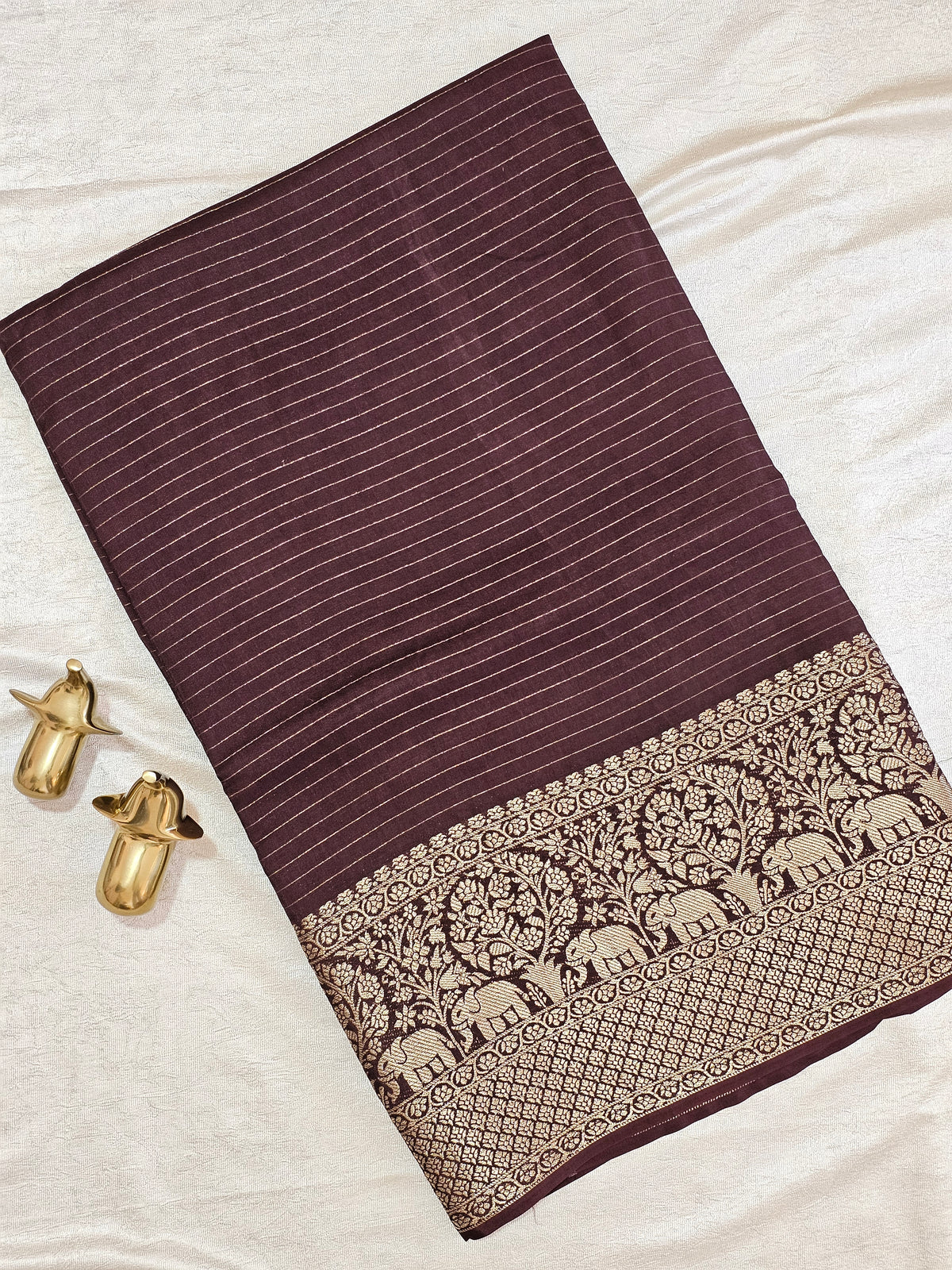 Semi Mysore Crepe Silk Saree - Brown