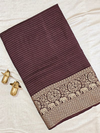 Semi Mysore Crepe Silk Saree - Brown