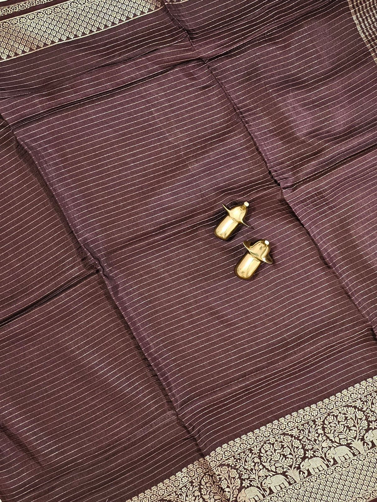 Semi Mysore Crepe Silk Saree - Brown