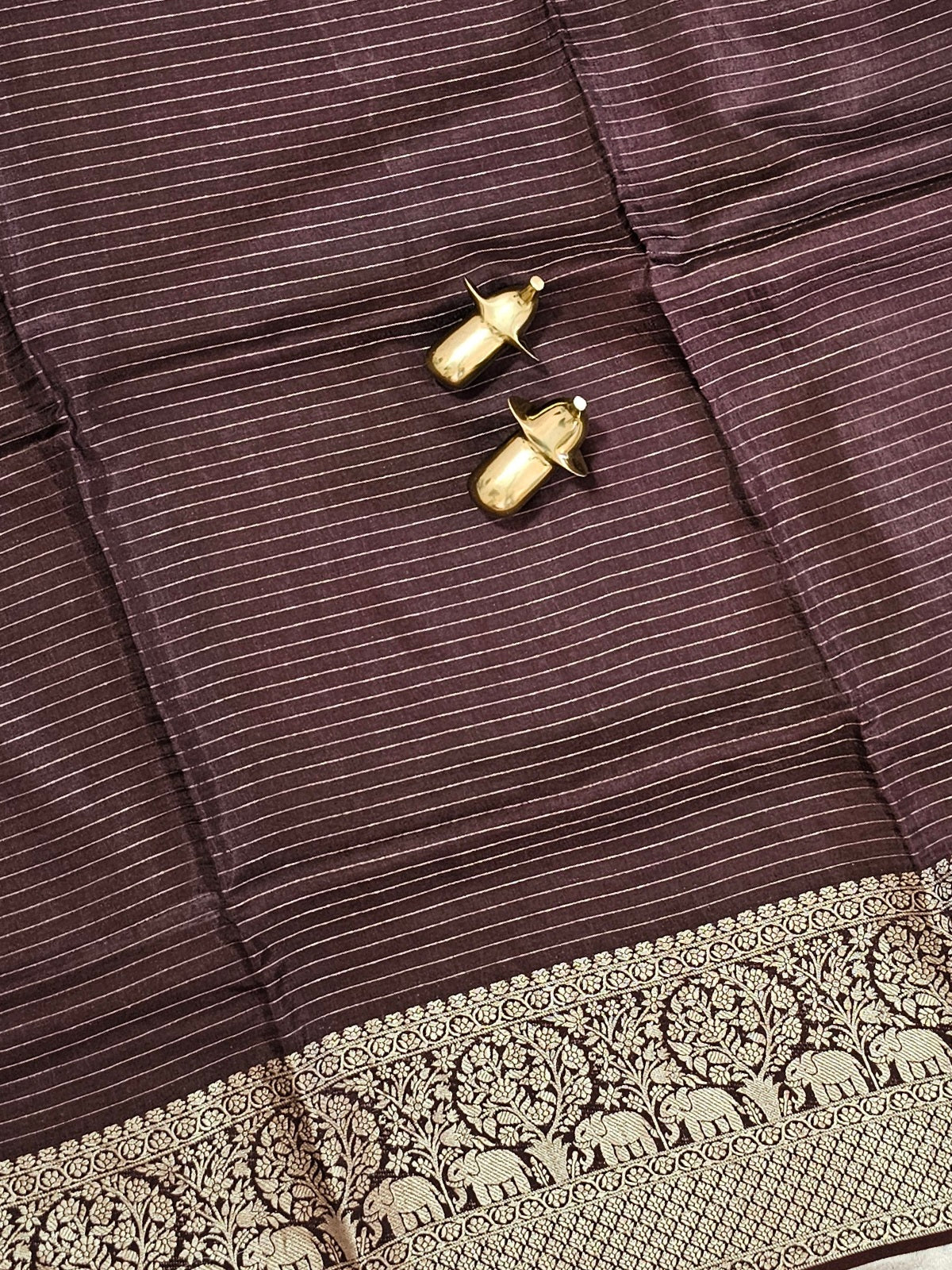 Semi Mysore Crepe Silk Saree - Brown