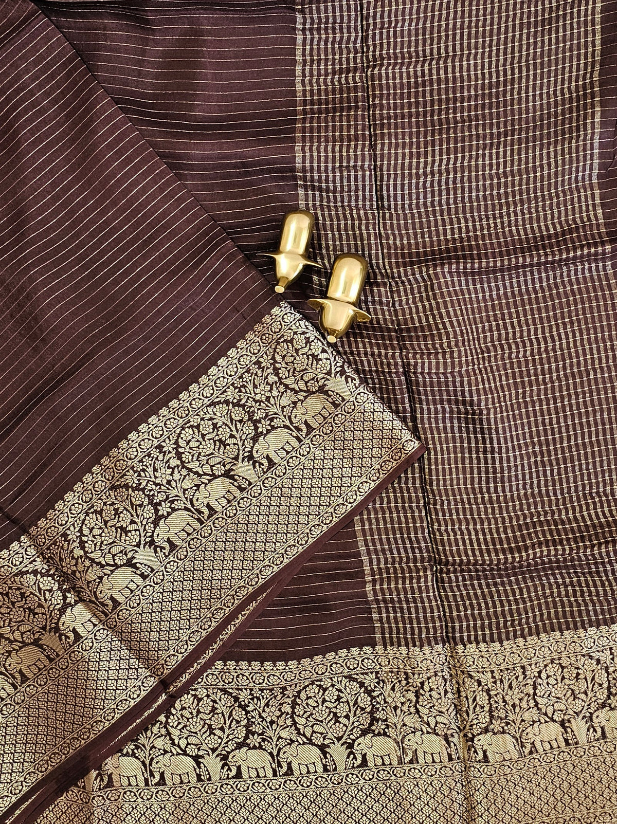 Semi Mysore Crepe Silk Saree - Brown