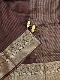 Semi Mysore Crepe Silk Saree - Brown