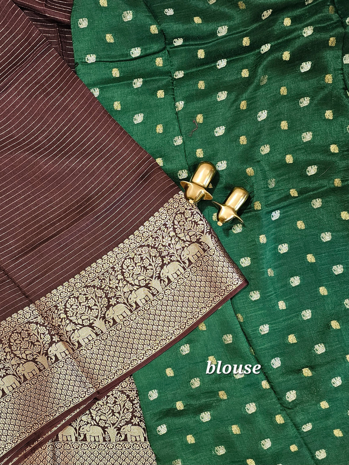 Semi Mysore Crepe Silk Saree - Brown