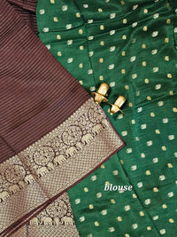 Semi Mysore Crepe Silk Saree - Brown