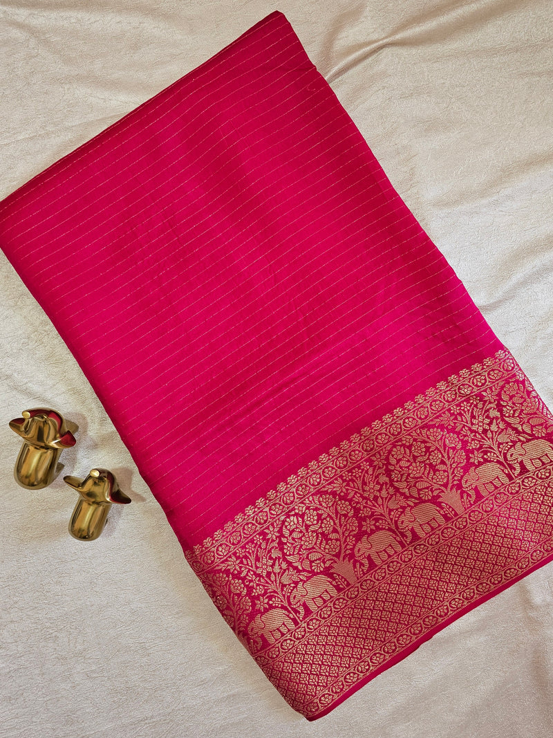 Semi Mysore Crepe Silk Saree - Pink