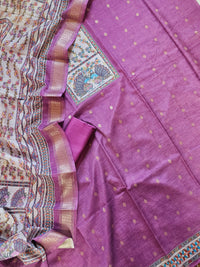 Semi Tussar Digital Prints Unstitched Salwar - Dark Pink