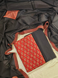 Cotton with Bagru Prints - Marron with Black