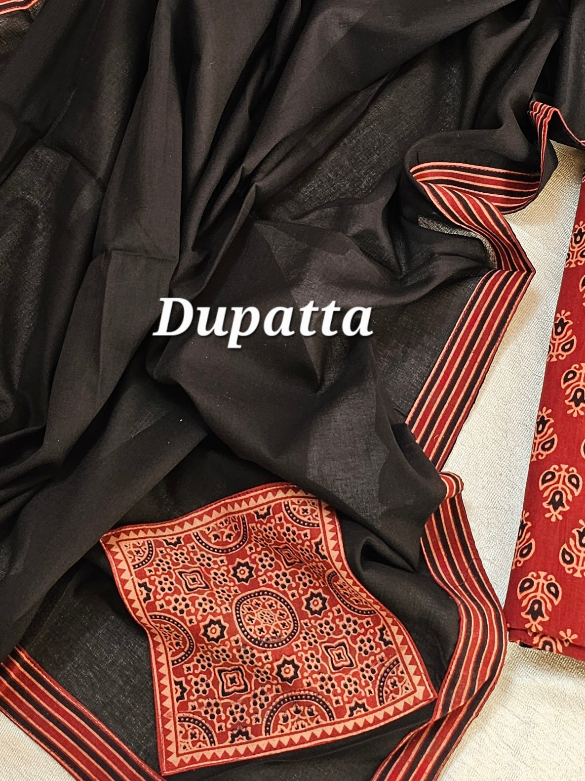 Cotton with Bagru Prints - Marron with Black