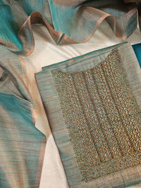 Tissue Silk - Peacock Green with Gold