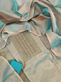Tissue Silk - Peacock Green with Gold