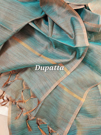 Tissue Silk - Peacock Green with Gold