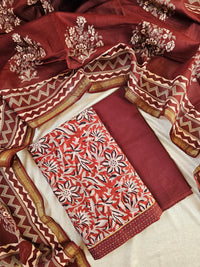 Maheswari Silk Cotton -  Maroon with Black
