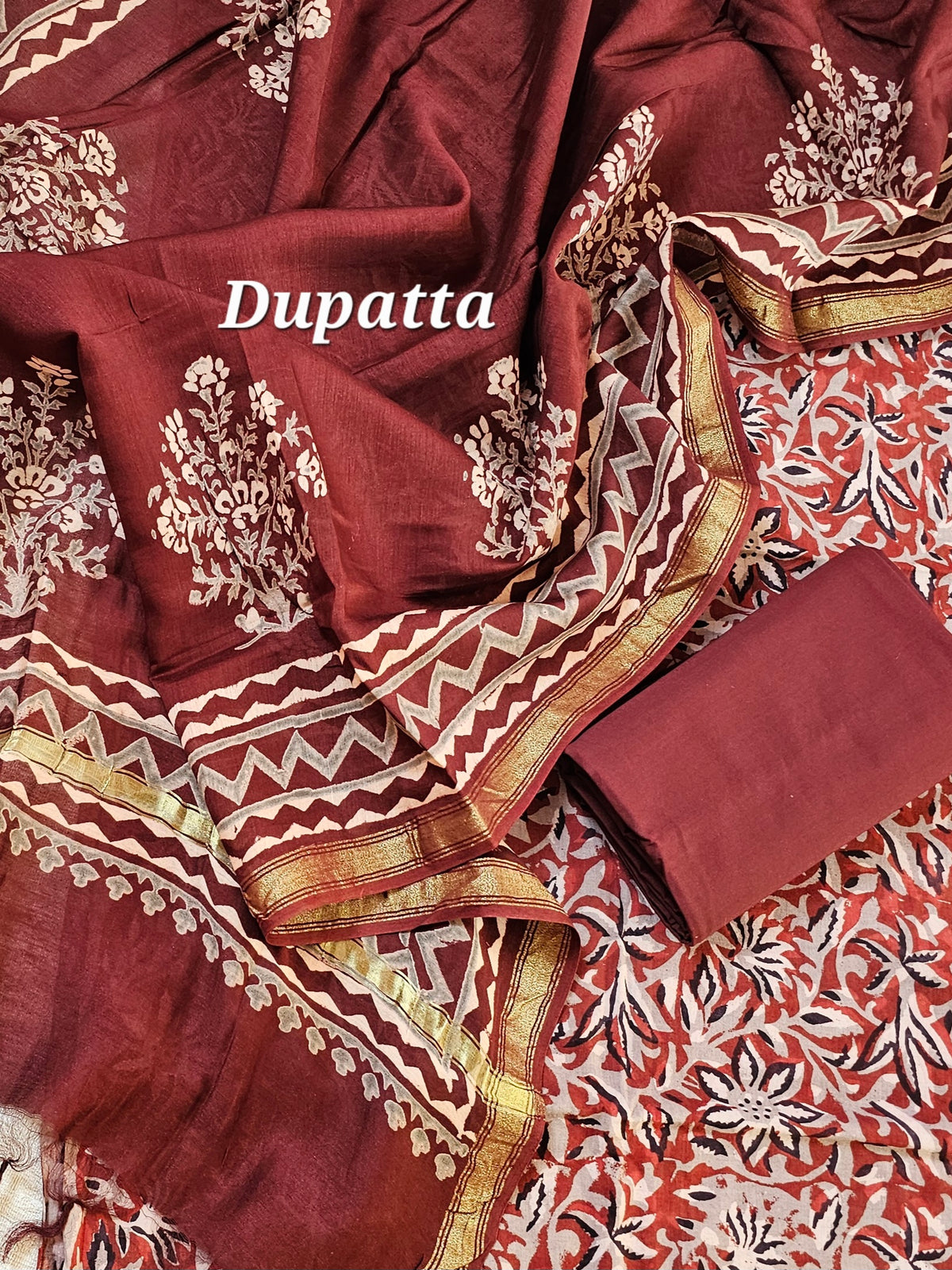 Maheswari Silk Cotton -  Maroon with Black