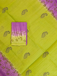 Pure Cotton with Hand Block Prints - Grey with  Purple