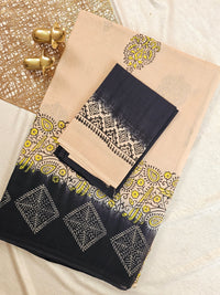 Pure Cotton with Hand Block Prints - Sandal with Black