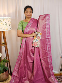 Bhagalpuri Tissue with Matching Blouse - Purple