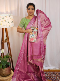 Bhagalpuri Tissue with Matching Blouse - Purple