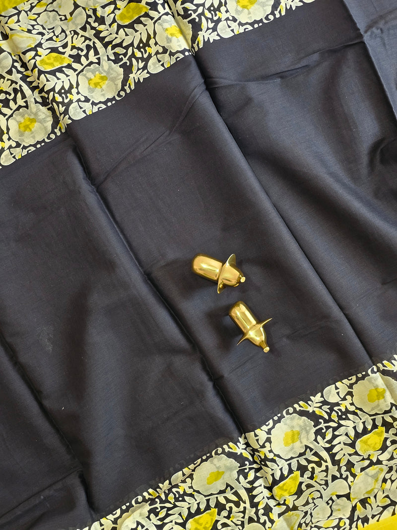 Mul Mul Cotton  - Black with Yellow
