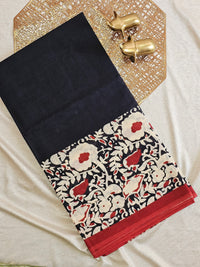 Mul Mul Cotton  - Black with Maroon