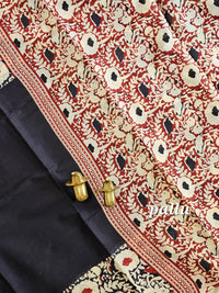 Mul Mul Cotton  - Black with Maroon
