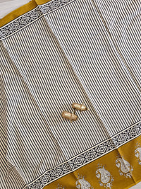 Mul Mul Cotton  -  Cream with Mustard Yellow