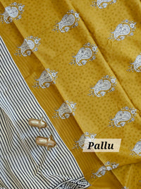 Mul Mul Cotton  -  Cream with Mustard Yellow