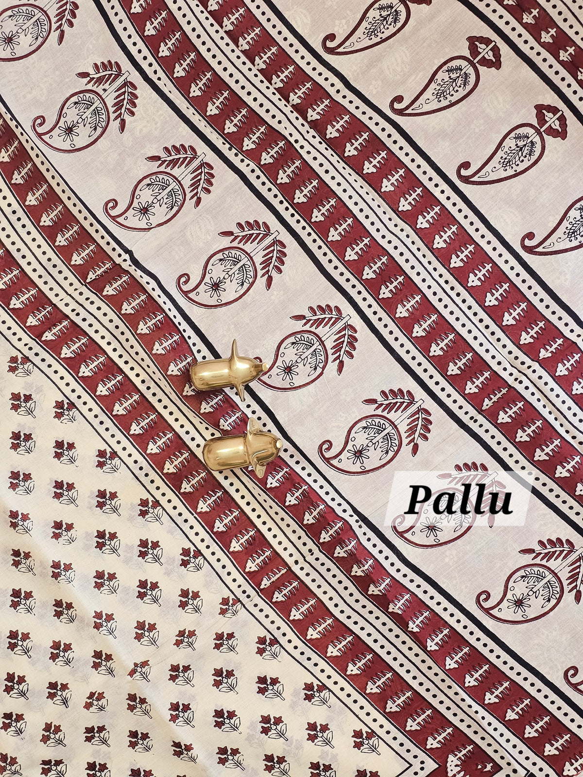 Mul Mul Cotton  - Cream with Red