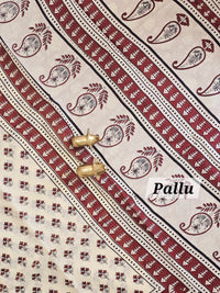 Mul Mul Cotton  - Cream with Red