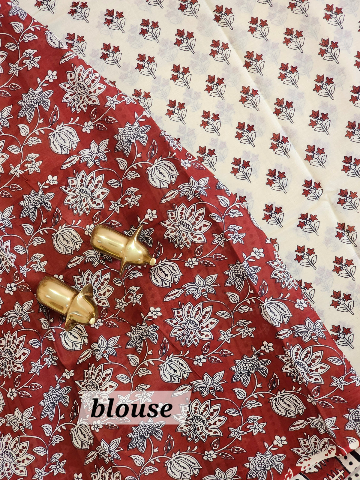 Mul Mul Cotton  - Cream with Red